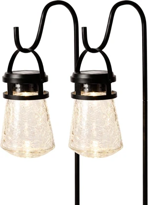 Home Zone Living 2PK Solar Crackle Glass Lanterns Hanging Light Home Zone Living 2PK Solar Crackle Glass Lanterns Hanging Light