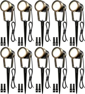Low Voltage Landscape Spotlights, 12V LED Outdoor Spot Lights, Up Lighting Wired for Yard Garden Pathway Tree, 10W Aluminum Landscape Path Lights with Connectors, IP66 Waterproof & 4000K, 10 Pack Low Voltage Landscape Spotlights, 12V LED Outdoor Spot Lights, Up Lighting Wired for Yard Garden Pathway Tree, 10W Aluminum Landscape Path Lights with Connectors, IP66 Waterproof & 4000K, 10 Pack