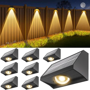 Solar Fence Lights Outdoor Waterproof Warm & Cool White & RGB8 Pack Black Solar Fence Lights Outdoor Waterproof Warm & Cool White & RGB8 Pack Black