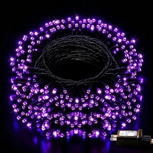 FLVOECN 380 LED 124FT Purple Halloween Lights Timer 8 Modes FLVOECN 380 LED 124FT Purple Halloween Lights Timer 8 Modes