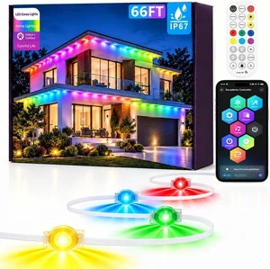 66Ft Permanent Outdoor Lights, RGB+IC Smart LED Eave Lighting with App/Remote Control,IP67 Waterproof,16 Million Colors,Scene Modes, DIY Music Sync, for Christmas, Holiday & Party Decor 66Ft Permanent Outdoor Lights, RGB+IC Smart LED Eave Lighting with App/Remote Control,IP67 Waterproof,16 Million Colors,Scene Modes, DIY Music Sync, for Christmas, Holiday & Party Decor