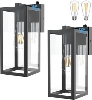 Aipsun Outdoor Wall Lantern 2 Packs with Dusk to Dawn Sensor, Matte Black Sensor Exterior Light Fixtures,Exterior Wall Sconce with Clear Glass Shade(2700K E26 Bulbs Include) Aipsun Outdoor Wall Lantern 2 Packs with Dusk to Dawn Sensor, Matte Black Sensor Exterior Light Fixtures,Exterior Wall Sconce with Clear Glass Shade(2700K E26 Bulbs Include)