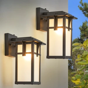 2 Pack Porch Lights Wall Mount Outdoor Wall Lantern Small Waterproof Aluminum with Frosted Glass Exterior Light Fixtures Asian Outdoor Sconces for Outside House Patio Garage Lighting, Black 2 Pack Porch Lights Wall Mount Outdoor Wall Lantern Small Waterproof Aluminum with Frosted Glass Exterior Light Fixtures Asian Outdoor Sconces for Outside House Patio Garage Lighting, Black