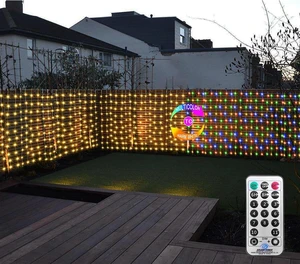ZAIYW 20Ftx3Ft Curtain Lights Outdoor LED Fence Lights with Remote Timer ZAIYW 20Ftx3Ft Curtain Lights Outdoor LED Fence Lights with Remote Timer
