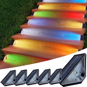 Solar Step Lights Outdoor, 6 Pack Solar Stair Lights Waterproof, Warm White/7 RGB Colors Deck Lighting for Outside Garden Stair, Deck, Fence, Front Step, Front Porch, and Patio Decor Solar Step Lights Outdoor, 6 Pack Solar Stair Lights Waterproof, Warm White/7 RGB Colors Deck Lighting for Outside Garden Stair, Deck, Fence, Front Step, Front Porch, and Patio Decor