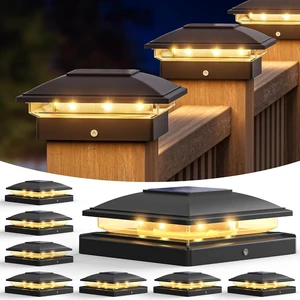 VOLISUN Black Solar Post Cap Lights, Warm White Fence Lights 8 Pack VOLISUN Black Solar Post Cap Lights, Warm White Fence Lights 8 Pack