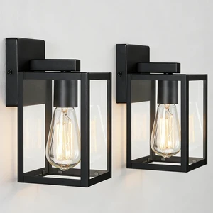 2 Pack Small Outdoor Sconce Lights,9 Inch Outdoor Wall Lantern Light,Exterior Sconce Metal and Glass Small Porch Light, Black Outdoor Lanterns for Front Porch Garage Balcony 2 Pack Small Outdoor Sconce Lights,9 Inch Outdoor Wall Lantern Light,Exterior Sconce Metal and Glass Small Porch Light, Black Outdoor Lanterns for Front Porch Garage Balcony