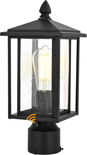 Outdoor Dusk to Dawn Post Light Fixture with Glass, Aluminum Light Post Lamps for Patio, Yard, Garden, Porch Outdoor Dusk to Dawn Post Light Fixture with Glass, Aluminum Light Post Lamps for Patio, Yard, Garden, Porch