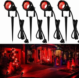 Rossesay 4 Pcs Halloween Red Spotlight Outdoor Plug in