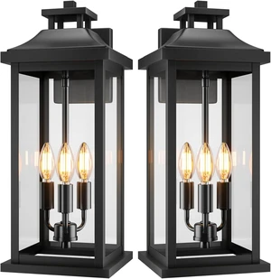 VenzBlomia 20" Black Large Outdoor Lights for House with 3-Light 2 Pack VenzBlomia 20" Black Large Outdoor Lights for House with 3-Light 2 Pack