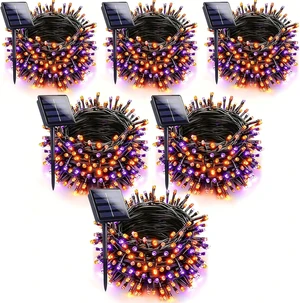 Jedavai 6Pack 240FT 600 LED Solar Halloween String Lights, Orange & Purple Solar Lights Outdoor with 8 Lighting Modes Waterproof Solar Fairy Lights for Garden Yard Patio Party Tree Decoration Jedavai 6Pack 240FT 600 LED Solar Halloween String Lights, Orange & Purple Solar Lights Outdoor with 8 Lighting Modes Waterproof Solar Fairy Lights for Garden Yard Patio Party Tree Decoration