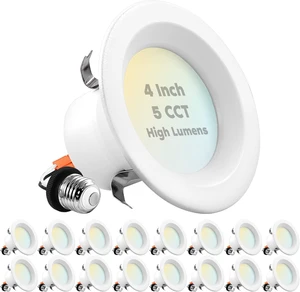 LUXRITE 4 Inch LED Recessed Can Lights, 14W=75W, 950 Lumens CRI 90, 16 Pack LUXRITE 4 Inch LED Recessed Can Lights, 14W=75W, 950 Lumens CRI 90, 16 Pack