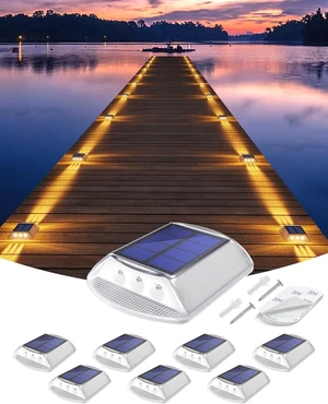 DetarZinLED Solar Deck Lights Outdoor IP68 Waterproof 8 Pack Amber Warm DetarZinLED Solar Deck Lights Outdoor IP68 Waterproof 8 Pack Amber Warm