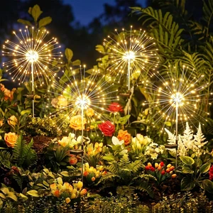 Brightown 4 Pack Garden Decor Solar Lights Outdoor Decorative,150LED Firework Lights for Outside,8 Modes Solar Powered Stake Fairy Light for Yard Pathway Flowerbed Patio Christmas Decor,Warm White Brightown 4 Pack Garden Decor Solar Lights Outdoor Decorative,150LED Firework Lights for Outside,8 Modes Solar Powered Stake Fairy Light for Yard Pathway Flowerbed Patio Christmas Decor,Warm White