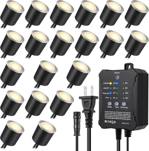 SMY Lighting Dimmable LED Deck Lights with Timer and Photocell Sensor and Protecting Shell 32mm,20Pack Outdoor LED Smart Deck Lighting IP67 Waterproof for Garden,Yard Stair, Patio, Floor Decoration SMY Lighting Dimmable LED Deck Lights with Timer and Photocell Sensor and Protecting Shell 32mm,20Pack Outdoor LED Smart Deck Lighting IP67 Waterproof for Garden,Yard Stair, Patio, Floor Decoration