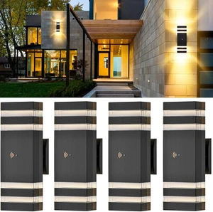 Dusk to Dawn Sensor Outdoor Wall Light, Modern Up Down Exterior Lighting Fixtures Wall Mount, Black Aluminum Outdoor Lights for House Waterproof Porch Light 2-Pack Dusk to Dawn Sensor Outdoor Wall Light, Modern Up Down Exterior Lighting Fixtures Wall Mount, Black Aluminum Outdoor Lights for House Waterproof Porch Light 2-Pack