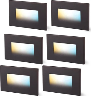 CLOUDY BAY Dimmable Upgraded 3 Color 120V LED Indoor Outdoor Step Lights,3000K/4000K/5000K 3W 55lm,Stair Light,Oil Rubbed Bronze,6 Pack