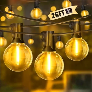 LAMPHOME LED Outdoor String Light, 26Feet Patio Lights with12+1Edison Shatterproof Bulbs(1Spare), UL Waterproof Outside Lights connectable Dimmable for Backyard Porch Decor,Yellow LAMPHOME LED Outdoor String Light, 26Feet Patio Lights with12+1Edison Shatterproof Bulbs(1Spare), UL Waterproof Outside Lights connectable Dimmable for Backyard Porch Decor,Yellow