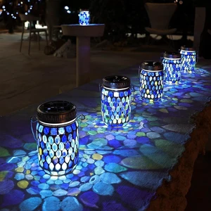 Cooo 4 Pack Mosaic Solar Lanterns Outdoor Waterproof Handmade Patch Jar Cooo 4 Pack Mosaic Solar Lanterns Outdoor Waterproof Handmade Patch Jar