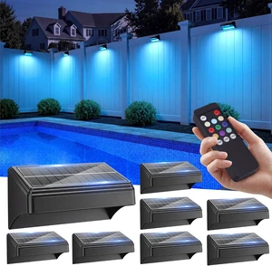 VOLISUN Fence Lights Solar Powered with Remote 8 Pack, Warm White, Cool White and RGB Color Glow LED Solar Lights Outdoor, Dusk to Dawn Solar Fence Lights for Patio, Backyard, Railing, Deck, and Wall VOLISUN Fence Lights Solar Powered with Remote 8 Pack, Warm White, Cool White and RGB Color Glow LED Solar Lights Outdoor, Dusk to Dawn Solar Fence Lights for Patio, Backyard, Railing, Deck, and Wall