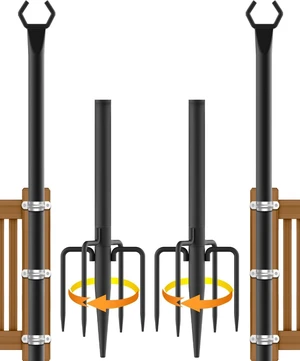 NUERPO String Light Poles,Metal Poles for Hanging Outdoor Light Strings, Light Poles Stand for Outside Garden,Patio,Wedding,Backyard,Deck,Party (2 Pack 10 FT Light Poles)
