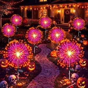 Tujoe 8 Pcs Halloween Solar Firework Stake Lights 180 LED 8 Modes Tujoe 8 Pcs Halloween Solar Firework Stake Lights 180 LED 8 Modes