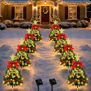 Christmas Tree Solar Pathway Lights Outdoor Decor, 8 Pack, Green Christmas Tree Solar Pathway Lights Outdoor Decor, 8 Pack, Green