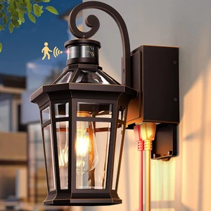 Porch Light with Outlet, Bronze Outdoor Light Fixture with Outlet Porch Light with Outlet, Bronze Outdoor Light Fixture with Outlet