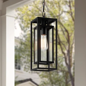 mirrea 14" Matte Black Outdoor Pendant Lights for Front Porch Hanging Lamps mirrea 14" Matte Black Outdoor Pendant Lights for Front Porch Hanging Lamps