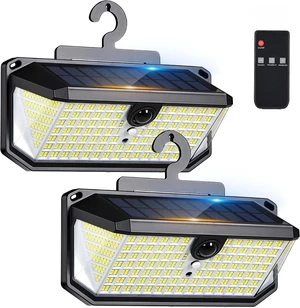 LUHLEE Solar Motion Sensor Lights Outdoor with Hook, Remote 2 Pack LUHLEE Solar Motion Sensor Lights Outdoor with Hook, Remote 2 Pack