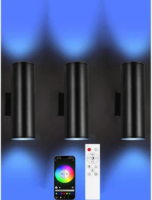 Up Down Outdoor Lights,Remote Control RGB Color Changing RGBCCT Sconces Wall Lighting Exterior Light Fixture - 2 Light Bulbs A19 Included,Outdoor Lights for House, Porch, Patio and Garage (3 PACK) Up Down Outdoor Lights,Remote Control RGB Color Changing RGBCCT Sconces Wall Lighting Exterior Light Fixture - 2 Light Bulbs A19 Included,Outdoor Lights for House, Porch, Patio and Garage (3 PACK)