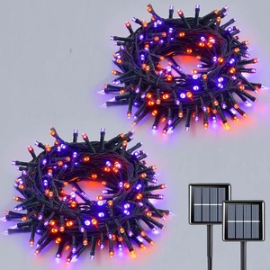QITONG Solar Halloween String Lights, 2 Pack Each 33ft 100 LED Orange and Purple Led Lights Outdoor Waterproof, 8 Modes Solar Twinkle Lights for Patio Porch Decor QITONG Solar Halloween String Lights, 2 Pack Each 33ft 100 LED Orange and Purple Led Lights Outdoor Waterproof, 8 Modes Solar Twinkle Lights for Patio Porch Decor
