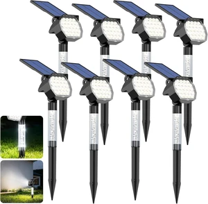 Solar Lights Outdoor Waterproof IP66, 6500K Cool White, Solar Landscape Lights with Illuminated Pillar, 3 Lighting Modes, Solar Spot Lights Outdoor for Garden, Yard & Pathway, 8 Pack Solar Lights Outdoor Waterproof IP66, 6500K Cool White, Solar Landscape Lights with Illuminated Pillar, 3 Lighting Modes, Solar Spot Lights Outdoor for Garden, Yard & Pathway, 8 Pack