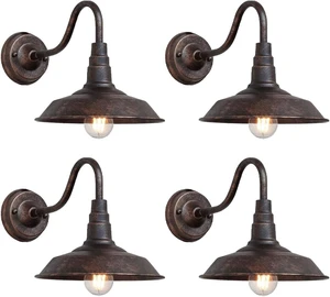 4-Pack Outdoor Gooseneck Barn Light 10" Retro Exterior Wall Light Iron Art Dome Farmhouse Wall Sconces Anti-Rust Waterproof Outdoor Light for House Porch Garage Entryway 4-Pack Outdoor Gooseneck Barn Light 10" Retro Exterior Wall Light Iron Art Dome Farmhouse Wall Sconces Anti-Rust Waterproof Outdoor Light for House Porch Garage Entryway
