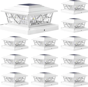 NIORSUN 4x4 Post Solar Lights,Solar Post Lights with 2 Modes, 12 Pack White NIORSUN 4x4 Post Solar Lights,Solar Post Lights with 2 Modes, 12 Pack White
