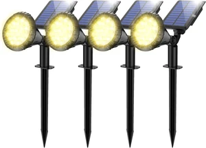 NBKLS Solar Spot Lights for Outside, 21 LED Outdoor Solar Lights for Yard, 4 Pack Solar Spotlights Waterproof Auto On/Off for Landscape, Wall, Garden, Pool, Tree, Pathway and Driveway(Warm White)