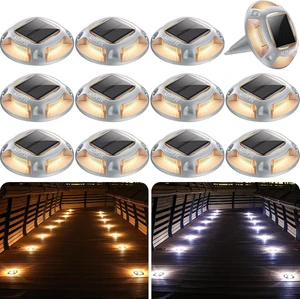 AGPTEK 2 Colors in 1 Solar Driveway Lights 12 Pack with Ground Spike Design AGPTEK 2 Colors in 1 Solar Driveway Lights 12 Pack with Ground Spike Design