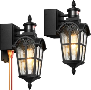 Outdoor Patio Lights with GFCI Outlet 2-Pack, Upgraded Motion Sensor Outdoor Patio Lights with GFCI Outlet 2-Pack, Upgraded Motion Sensor