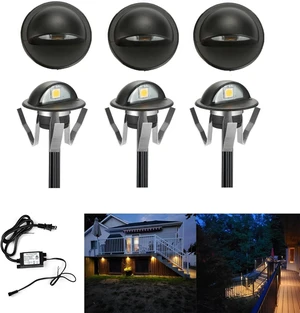 FVTLED Pack of 6 Warm White LED Deck Lights kit 1.38 Outdoor Garden Yard Decoration Lamp Recessed Pathway Step Warm White LED Lighting, Black FVTLED Pack of 6 Warm White LED Deck Lights kit 1.38 Outdoor Garden Yard Decoration Lamp Recessed Pathway Step Warm White LED Lighting, Black