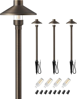 EDISHINE Solid Brass Low Voltage Landscape Lighting with G4 Bulbs 4 Pack EDISHINE Solid Brass Low Voltage Landscape Lighting with G4 Bulbs 4 Pack