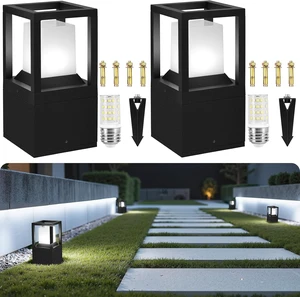Gardencoin Landscape Bollard Lights Outdoor, Modern LED Column Light Super Bright, 12V Low Voltage Path Light, All-aluminum Waterproof Floor Pillar Lighting with E26 Replaceable Bulb, Dimmable, 2 Pack Gardencoin Landscape Bollard Lights Outdoor, Modern LED Column Light Super Bright, 12V Low Voltage Path Light, All-aluminum Waterproof Floor Pillar Lighting with E26 Replaceable Bulb, Dimmable, 2 Pack