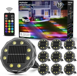 Color Changing Solar Ground Lights with Remote 10 Pack Solar Pathway Lights Color Changing Solar Ground Lights with Remote 10 Pack Solar Pathway Lights