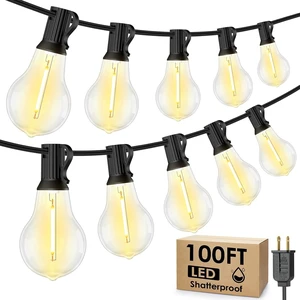 Larkvue 100FT Outdoor String Lights, Patio Light with 32 A39 Bulbs, Black Larkvue 100FT Outdoor String Lights, Patio Light with 32 A39 Bulbs, Black