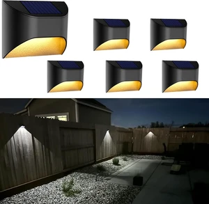 Solar Fence LightsDeckStep Stair LightsWarm White/Daylight/Cool White Options for Yard Garden Sidewalk Pathway, Waterproof6-Pack