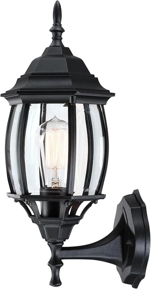 16.8 Inch Outdoor Porch Light - Black Outside Light for House, Metal and Glass Exterior Wall Sconce, Waterproof Wall Mount Outdoor Lantern for Garage,Front Door,Balcony,E26 Base 16.8 Inch Outdoor Porch Light - Black Outside Light for House, Metal and Glass Exterior Wall Sconce, Waterproof Wall Mount Outdoor Lantern for Garage,Front Door,Balcony,E26 Base