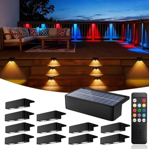 Solar Fence Lights with Remote 12 Pack, 9 Fixed Colors 12 Modes, Fence Lights Solar Powered Outdoor Waterproof, Warm/Cool White, RGB LED Deck Lights for Step/Yard/Railing/Balcony/Patio/Stairs/Outside Solar Fence Lights with Remote 12 Pack, 9 Fixed Colors 12 Modes, Fence Lights Solar Powered Outdoor Waterproof, Warm/Cool White, RGB LED Deck Lights for Step/Yard/Railing/Balcony/Patio/Stairs/Outside
