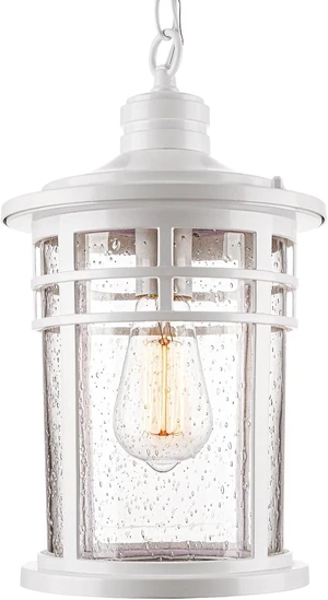 Darkaway Large Outdoor Pendant Lights for Porch, 15inch Outdoor Chandelier Hanging Porch Lights Ceiling Mount Aluminum with Seeded Glass for Front Porch Gazebo Patio (Large, White) Darkaway Large Outdoor Pendant Lights for Porch, 15inch Outdoor Chandelier Hanging Porch Lights Ceiling Mount Aluminum with Seeded Glass for Front Porch Gazebo Patio (Large, White)