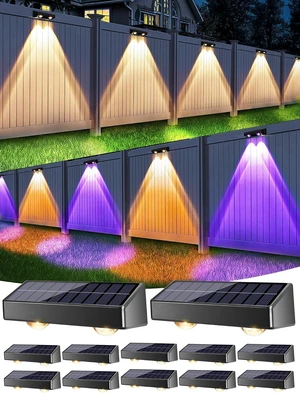 Brizled Fence Lights Solar Powered, 12 Pack Color Changing Outdoor Lights Brizled Fence Lights Solar Powered, 12 Pack Color Changing Outdoor Lights