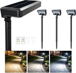 Solar Motion Sensor Pathway Lights - Warm & Daylight Selectable Path Light 3 Modes, IP65 Waterproof Black LED Garden Lighting with Remote Control for Outside Landscape Walkway (4 Pack) Solar Motion Sensor Pathway Lights - Warm & Daylight Selectable Path Light 3 Modes, IP65 Waterproof Black LED Garden Lighting with Remote Control for Outside Landscape Walkway (4 Pack)