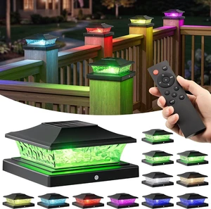 NIORSUN 4x4 Post Solar Lights Color Changing with Remote, 12 Pack Black NIORSUN 4x4 Post Solar Lights Color Changing with Remote, 12 Pack Black